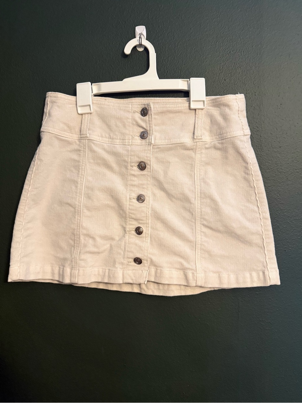 American Eagle Outfitters Cream Button-Down Corduroy Mini Skirt